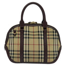 BURBERRY Nova Check Hand Bag Canvas 2way Beige Auth 115677-2