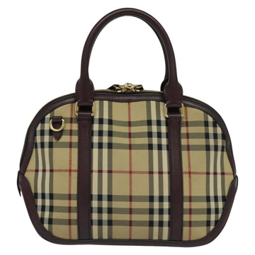 BURBERRY Nova Check Hand Bag Canvas 2way Beige Auth 115677 - 0