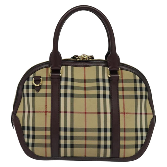 BURBERRY Nova Check Hand Bag Canvas 2way Beige Auth 115677