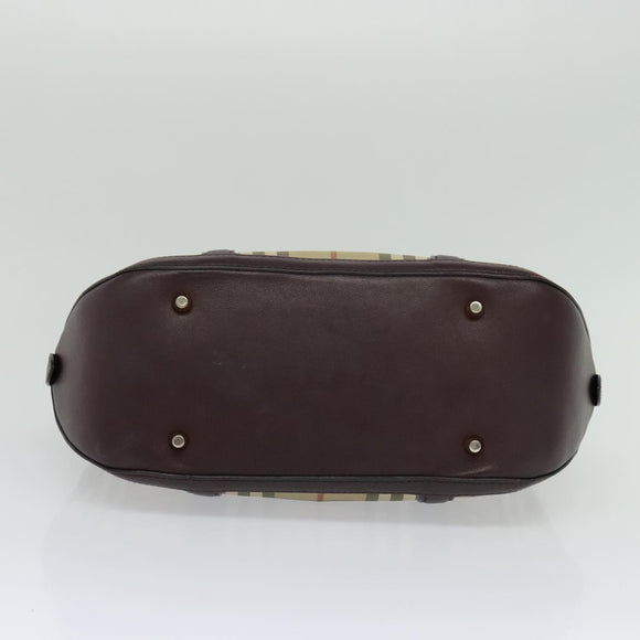 BURBERRY Nova Check Hand Bag Canvas 2way Beige Auth 115677