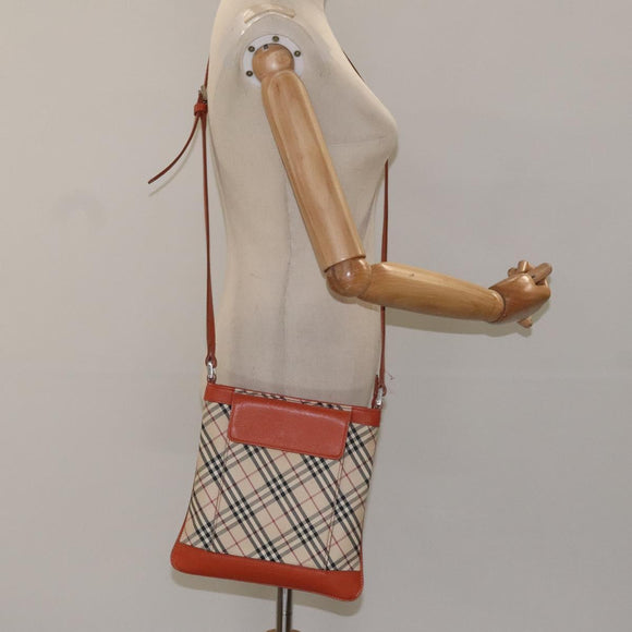 BURBERRY Nova Check Shoulder Bag Canvas Beige Auth 115678