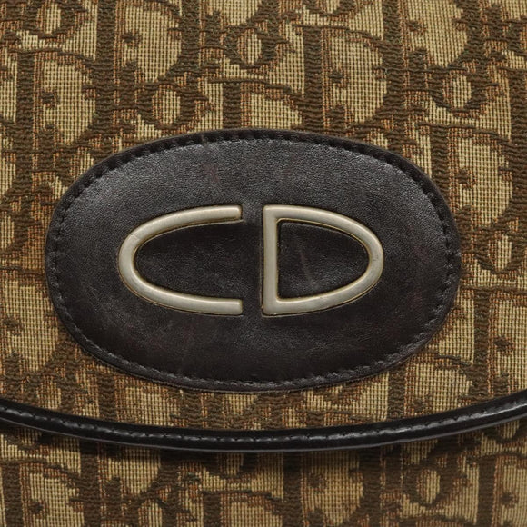 Christian Dior Trotter Canvas Shoulder Bag Brown Auth 115708