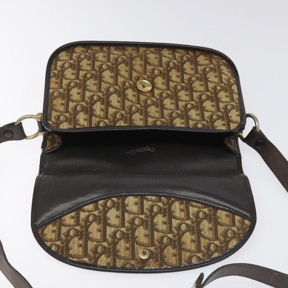 Christian Dior Trotter Canvas Shoulder Bag Brown Auth 115708