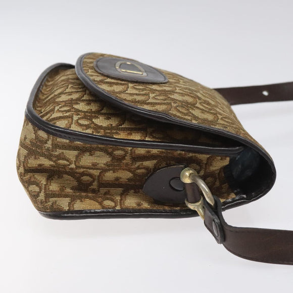 Christian Dior Trotter Canvas Shoulder Bag Brown Auth 115708
