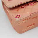 CHANEL Matelasse COCO Icon Chain Shoulder Bag Canvas Pink CC Auth 115714-14