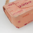 CHANEL Matelasse COCO Icon Chain Shoulder Bag Canvas Pink CC Auth 115714-16