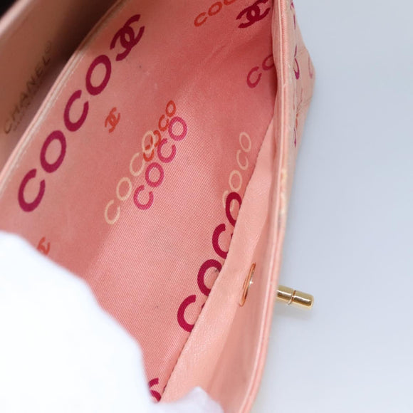 CHANEL Matelasse COCO Icon Chain Shoulder Bag Canvas Pink CC Auth 115714