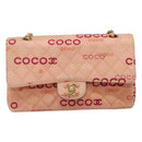 CHANEL Matelasse COCO Icon Chain Shoulder Bag Canvas Pink CC Auth 115714-13