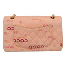 CHANEL Matelasse COCO Icon Chain Shoulder Bag Canvas Pink CC Auth 115714-2