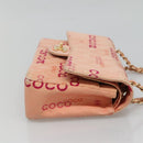 CHANEL Matelasse COCO Icon Chain Shoulder Bag Canvas Pink CC Auth 115714-3