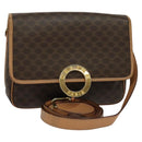 CELINE Macadam Canvas Shoulder Bag PVC Leather Brown Auth 115727-1