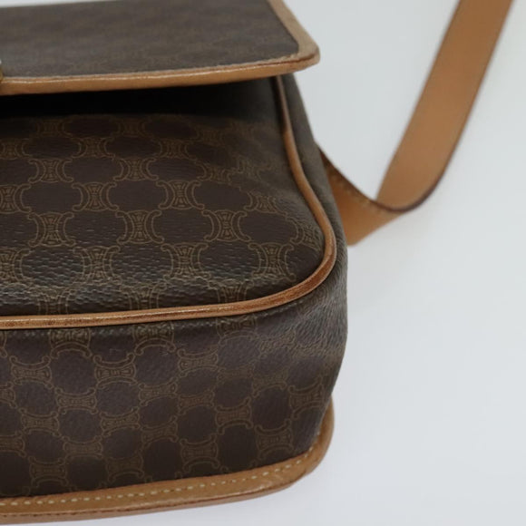 CELINE Macadam Canvas Shoulder Bag PVC Leather Brown Auth 115727