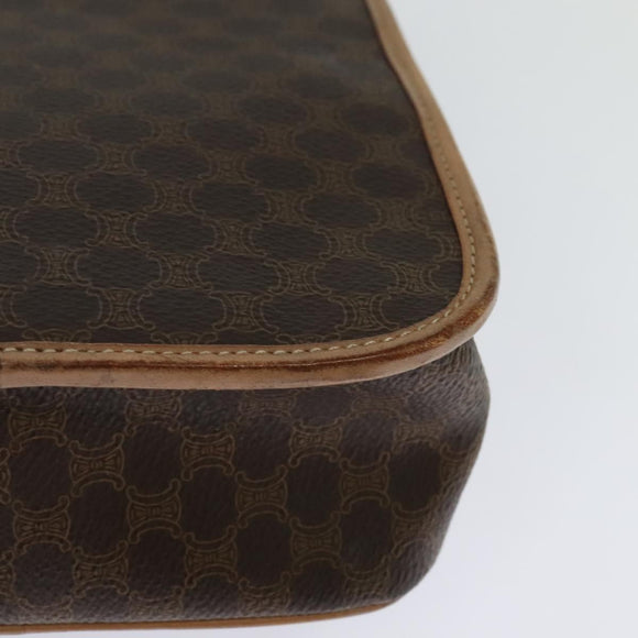 CELINE Macadam Canvas Shoulder Bag PVC Leather Brown Auth 115727