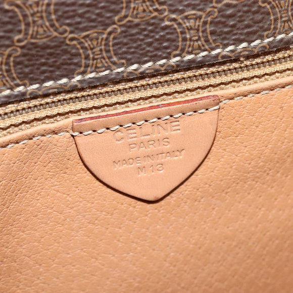 CELINE Macadam Canvas Shoulder Bag PVC Leather Brown Auth 115727