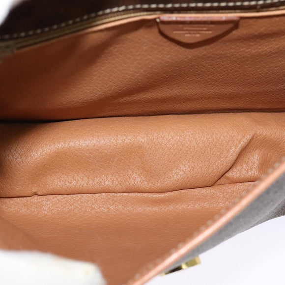 CELINE Macadam Canvas Shoulder Bag PVC Leather Brown Auth 115727