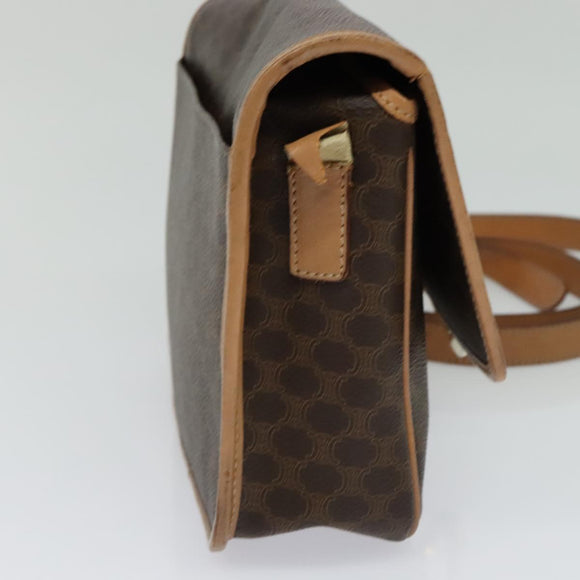 CELINE Macadam Canvas Shoulder Bag PVC Leather Brown Auth 115727