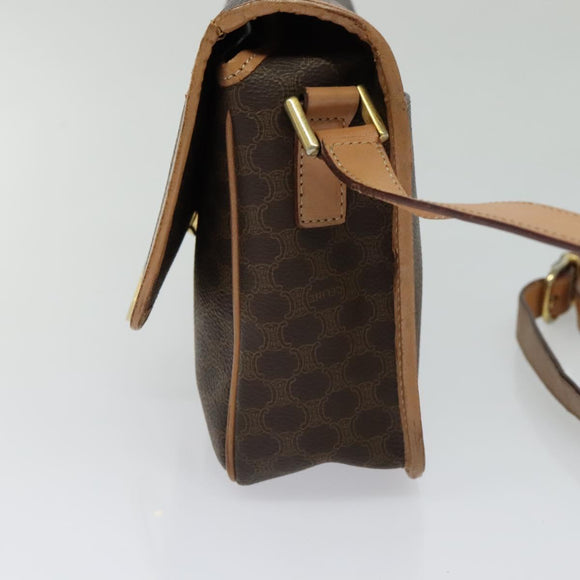 CELINE Macadam Canvas Shoulder Bag PVC Leather Brown Auth 115727