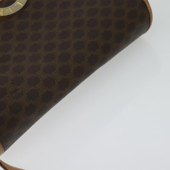 CELINE Macadam Canvas Shoulder Bag PVC Leather Brown Auth 115727