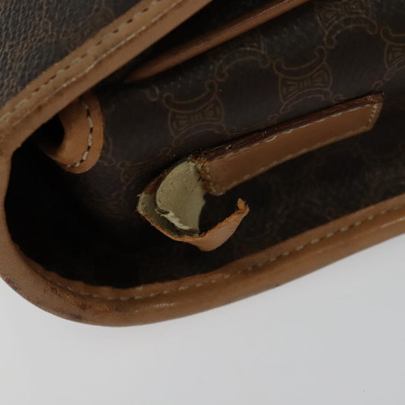 CELINE Macadam Canvas Shoulder Bag PVC Leather Brown Auth 115727