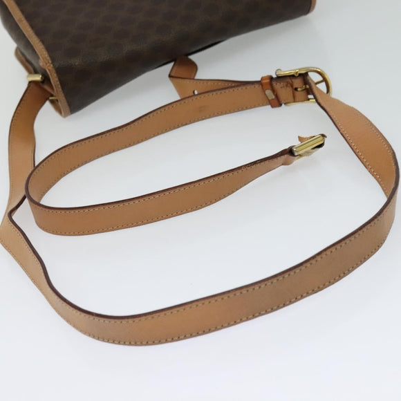 CELINE Macadam Canvas Shoulder Bag PVC Leather Brown Auth 115727