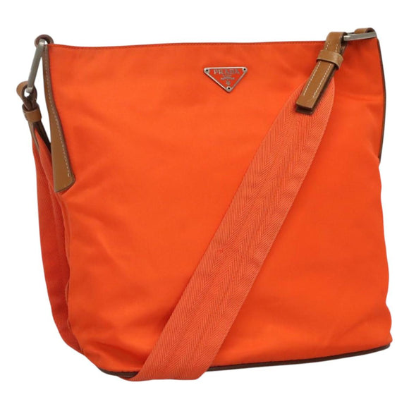 PRADA Shoulder Bag Nylon Orange Auth 115729