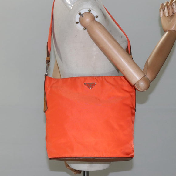 PRADA Shoulder Bag Nylon Orange Auth 115729