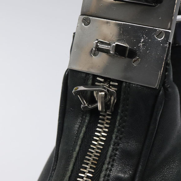 GUCCI Shoulder Bag Leather Black Silver 001 3315 Auth 115752