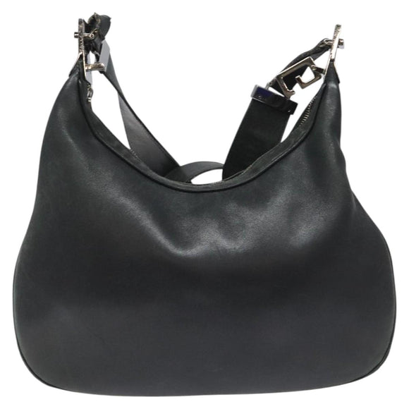 GUCCI Shoulder Bag Leather Black Silver 001 3315 Auth 115752