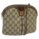 GUCCI GG Supreme Web Sherry Line Shoulder Bag PVC Beige 904 02 047 Auth 115823-1