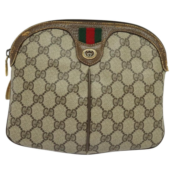 GUCCI GG Supreme Web Sherry Line Shoulder Bag PVC Beige 904 02 047 Auth 115823