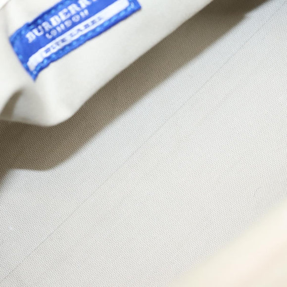 BURBERRY Nova Check Blue Label Hand Bag Canvas Leather Gold White Auth 115844