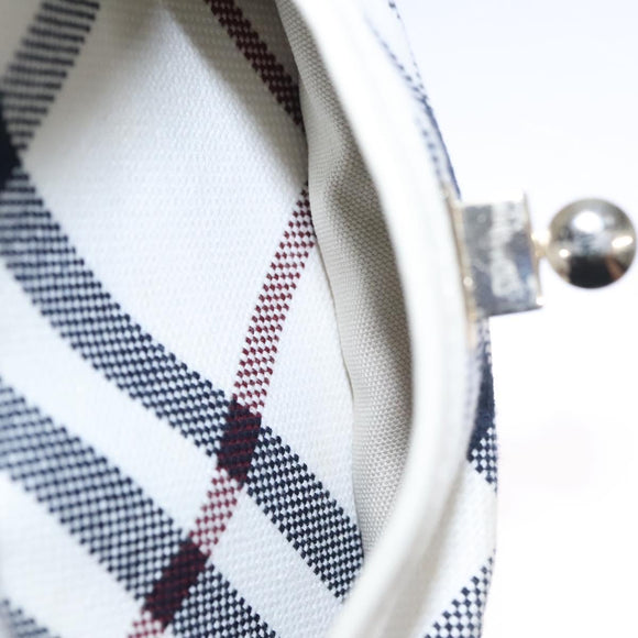 BURBERRY Nova Check Blue Label Hand Bag Canvas Leather Gold White Auth 115844