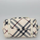 BURBERRY Nova Check Blue Label Hand Bag Canvas Leather Gold White Auth 115844-5