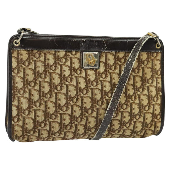 Christian Dior Trotter Canvas Shoulder Bag Beige Auth 115861
