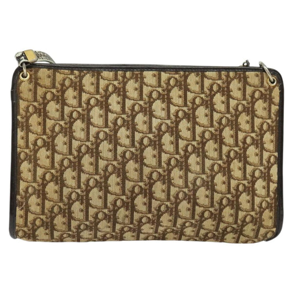 Christian Dior Trotter Canvas Shoulder Bag Beige Auth 115861