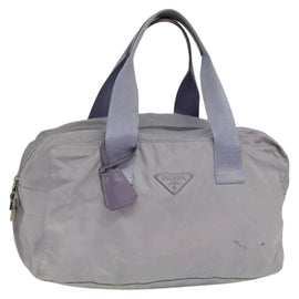 PRADA Boston Bag Nylon Purple Silver Auth 115876