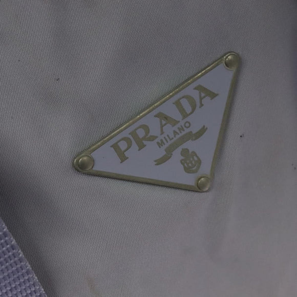 PRADA Boston Tasche Nylon Lila Silber Auth 115876