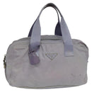 PRADA Boston Tasche Nylon Lila Silber Auth 115876-13