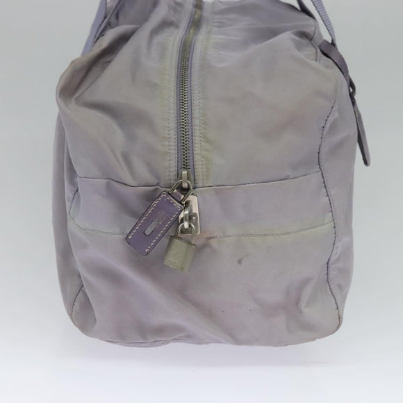 PRADA Boston Bag Nylon Purple Silver Auth 115876