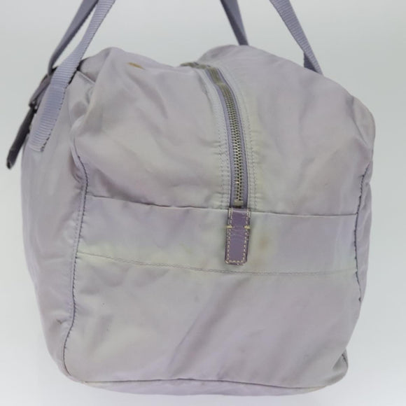 PRADA Boston Bag Nylon Purple Silver Auth 115876