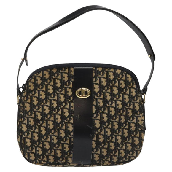 Christian Dior Trotter Canvas Shoulder Bag Black Auth 115877
