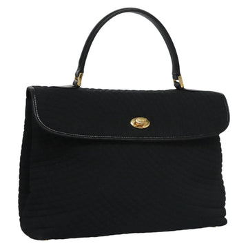 BALLY Hand Bag Nylon Black Gold Auth 115889