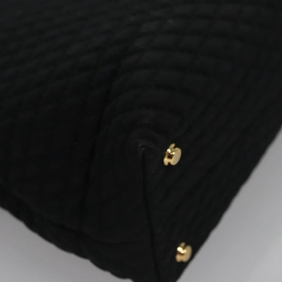 BALLY Hand Bag Nylon Black Gold Auth 115889