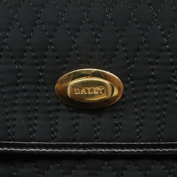 BALLY Hand Bag Nylon Black Gold Auth 115889