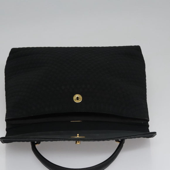BALLY Hand Bag Nylon Black Gold Auth 115889