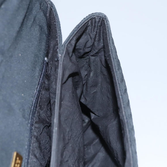 BALLY Hand Bag Nylon Black Gold Auth 115889