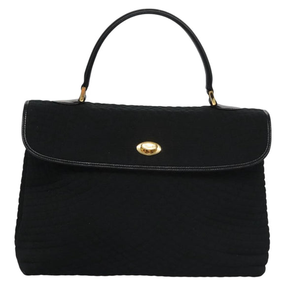 BALLY Hand Bag Nylon Black Gold Auth 115889
