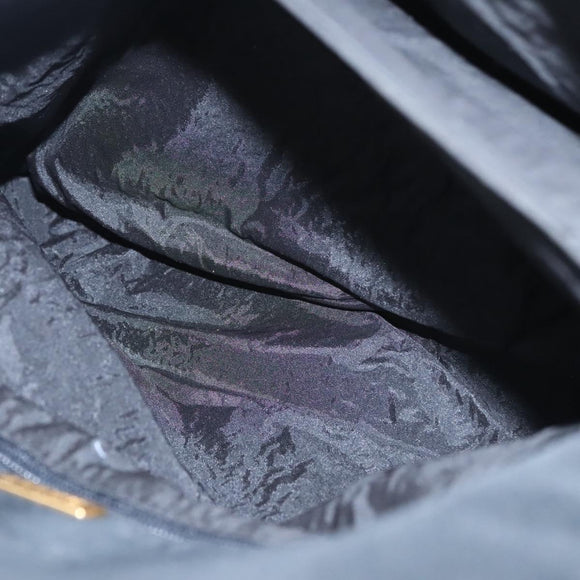 BALLY Hand Bag Nylon Black Gold Auth 115889