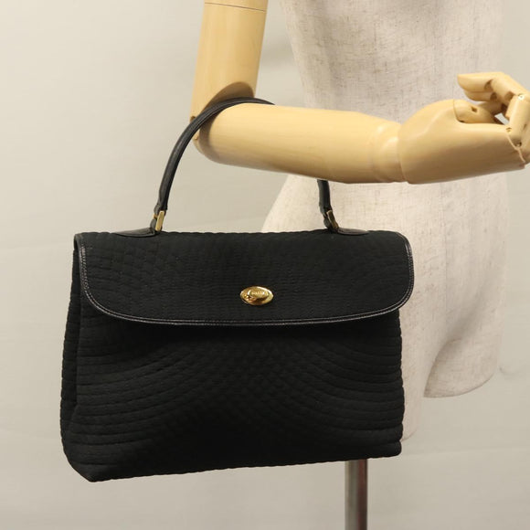 BALLY Hand Bag Nylon Black Gold Auth 115889