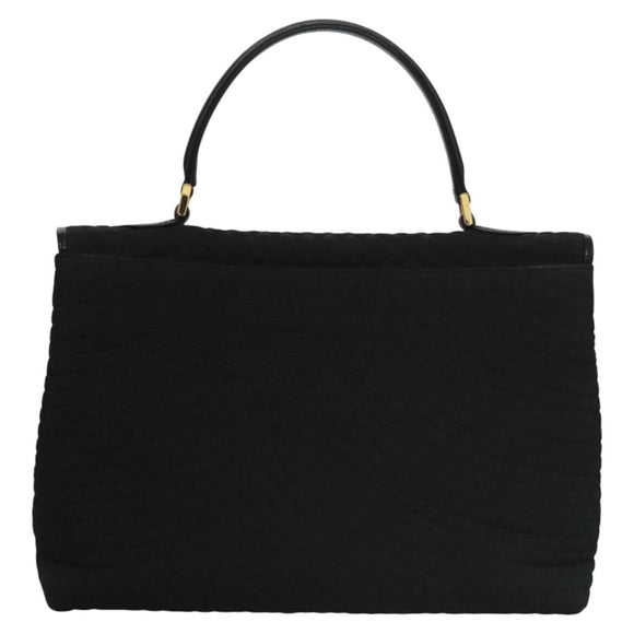 BALLY Hand Bag Nylon Black Gold Auth 115889